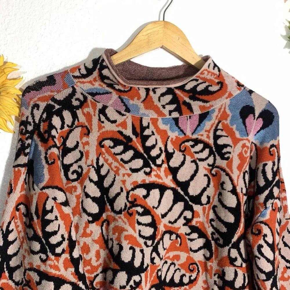 Anthropologie Maeve Mock Neck Multi-Pattern Oversized Sweater Size Small Women’s - Picture 3 of 15
